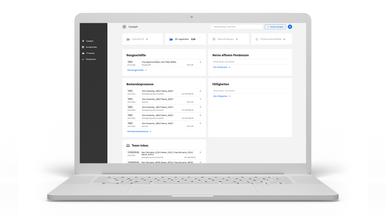 Solution de prêt Lendaro Standard – Interface logiciel